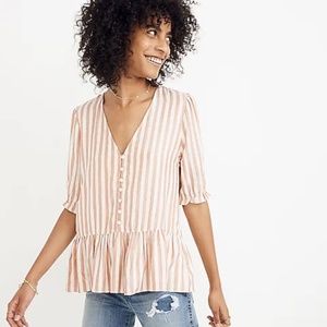 Madewell Courtyard Ruffle-Hem Top, Size S
